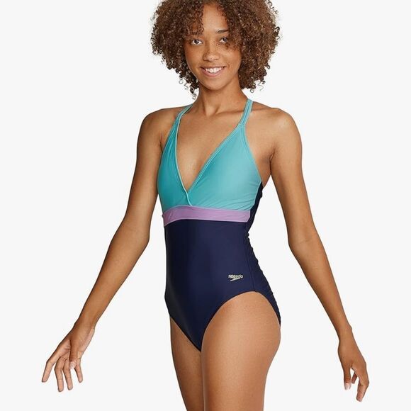 Speedo Womens Swimsuit One Piece Adjustable Crossback High Leg Cut, Size 4, NWOT - Picture 2 of 5